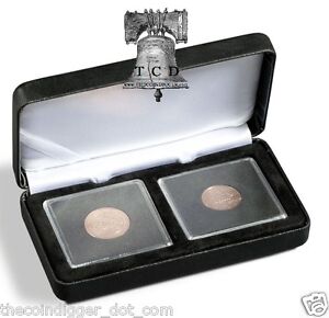Nobile Quadrum 2 Morgan Silver Dollar Coin Holder Capsule + Black Box Case 38mm