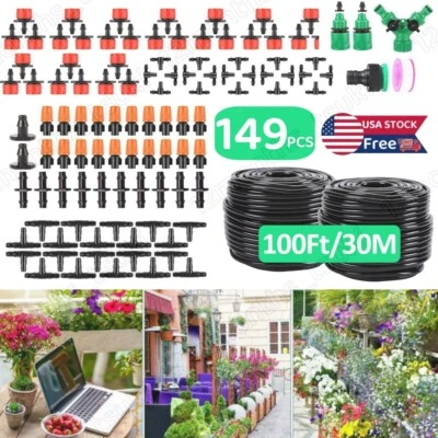 Sistema de riego por goteo de 100 pies para plantas de jardín manguera de riego automático micro rociador kit Foto 1 de 4