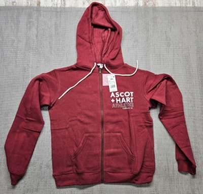 Ascot And Hart Athletics Women's Zip-up Graphic Hoodie Size XXS Red - Image 1 of 4
