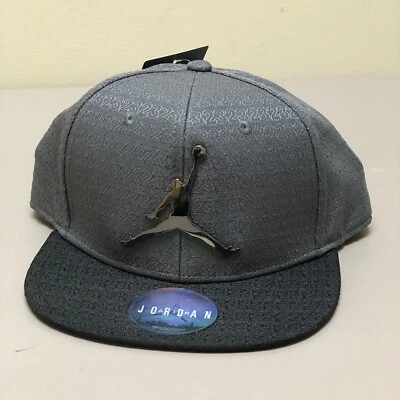NWT Nike Air Jordan Jumpman 23 Boys Adjustable Hat Cap Gray Black Flatbill 8/20 - Image 1 of 4