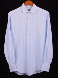 Robert Graham Blue Woven Wave Stripe Pattern Button Down Casual Dress Shirt M - Picture 1 of 9