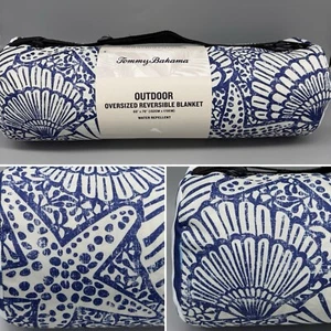 Tommy Bahama Blue Seashell Starfish Picnic Beach Blanket Carrying Case Coastal - Picture 1 of 9