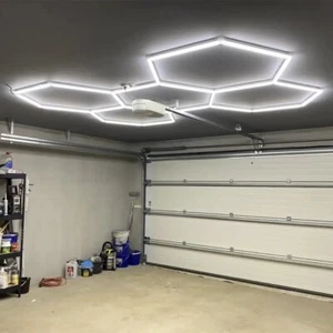 Led Honeycomb Lights For Garage Workshop 144W Hexagon Gym Barber Shop Lighting - Picture 1 of 16