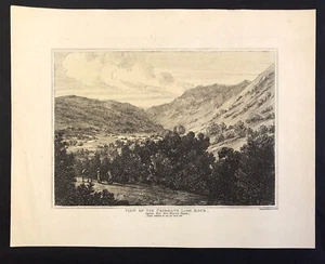 Wales Cribbath View of the lime rock upon the river Tawe J G Wood c1813 print - Imagen 1 de 3