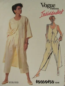 VTG 85 VOGUE INDIVIDUALIST #1546 tamotsu MS Coatdress Pants & Top PATTERN 8 UC - Picture 1 of 4