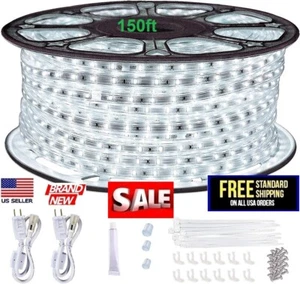 SURNIE Rope Lights Outdoor Waterproof Daylight White LED 50FT & 150FT Cuttable - Picture 1 of 24