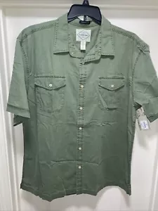 St. John’s Bay Classic Fit Mens Sz 2XL Green Short Sleeve Button Up 2-Pocket NWT - Picture 1 of 11