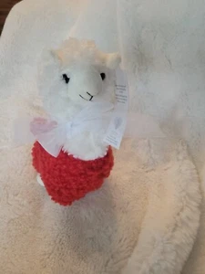 Cute Llama Plush Alpaca Stuffed Animal Soft Fuzzy 10” Red White Pier 1 - Picture 1 of 6