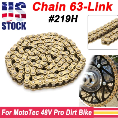 VROOMAUTOLY Chain 63-Link #219H For MotoTec 48V Pro Electric Dirt Bike 1600W 1800W 63L