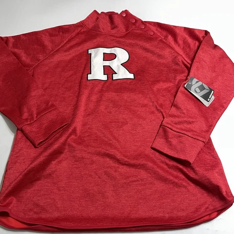 Colosseum Womens 2XL Rutgers Scarlet Knights Red Side Snap Pullover Red NWT Cover