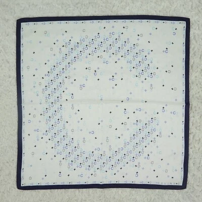 M815 CELINE Monograma Logo Blanco Algodón Bufanda Bufandas Bolsillo Cuadrado 19.5" X 19.5" Foto 1 de 4