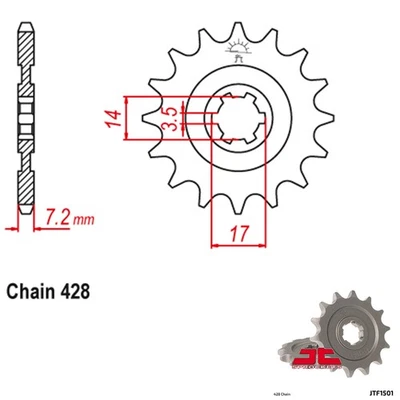 Piñones contraeje JT Piñón 428 paso 12T Kawasaki KLX140G (2017-2019) Foto 1 de 2
