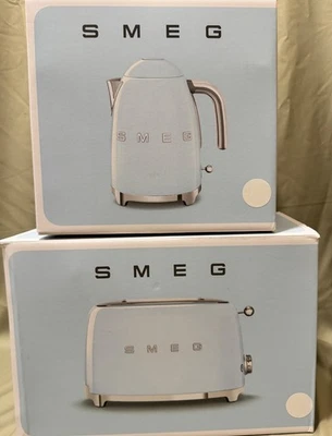 Smeg KLF03WHUK 3kw Kettle/TSF01WHUK 2 Slice Toaster Set in White - Image 1 of 4