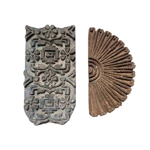 Antique Hand Carved Wood Floral Fabric Textile Wallpaper Printing Block Stamp - Picture 1 of 4