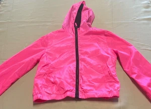JUSTICE Girls Full Zip Hooded Windbreaker Size 10 Pink with Pockets - Picture 1 of 17