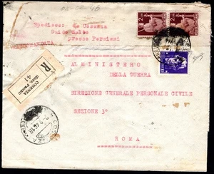 1946 02 FEBBRAIO RACCOMANDATA DA COSENZA PER IL MINISTERO DELLA GUERRA DI ROMA A - Picture 1 of 2