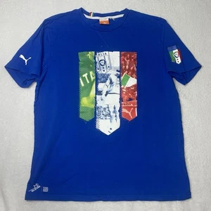 Puma Italian Blue T-Shirt Sports Soccer Logo Mens Size Size Large - Picture 1 of 9