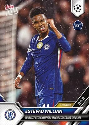 Estevao Willian 2025-26 UCL Topps Now #39 Chelsea Club Record RC Presale - Image 1 of 2