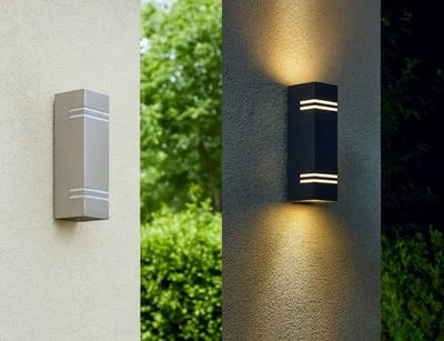 Applique Murale LED Lampe Rayures Inox Argent IP44 12W 1360lm Chaude Up&down - Photo 1/4