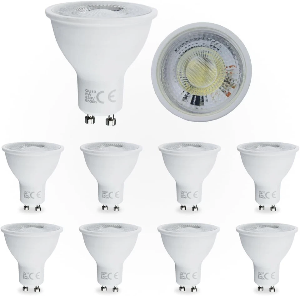 GU10 5W LED Bulb Cool White for Everyday Use Energy Efficient Pack of 10 - Image 1 of 4