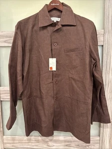 VTG Inserch 💯 Linen Mens Dk Brown Jacket Blazer 5 Button M Brite Creations Atl - Picture 1 of 13