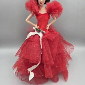 1988 HAPPY HOLIDAYS DRESS RED TULLE GLITTER EVENING GOWN FASHION DOLL CLOTHES - Picture 1 of 13