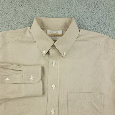 Roundtree & Yorke Gold Label Dress Shirt Mens 15.5 33 Tan Non Iron Pinpoint - Image 1 of 4