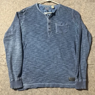 Diesel Men’s Blue Cotton Henley Long Sleeve Shirt Size M/L Slim Fit Pocket - Image 1 of 4