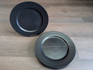 SAKURA KOWA Black Stoneware Dinner Plates 10.5” Set Of 4 pc - Picture 1 of 11
