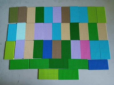LEGO BULK LOT 40 8X16 STUD BASE PLATES #92438 5" x 2.5" MIXED COLORS - Image 1 of 3