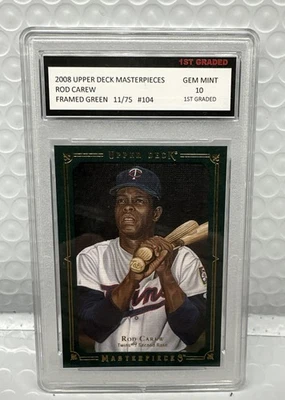 Upper Deck Masterpieces Rod Carew #104 2008. Marco verde #11/75. Calificado #10.  Foto 1 de 2