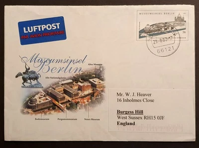 Germany stamps 2002 Berlin Museum Island Pre Paid Stationery Envelope airmail UK - Image 1 of 2
