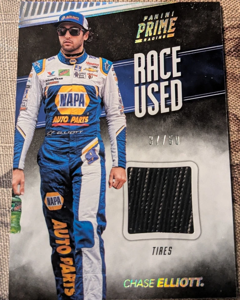 2018 Panini Prime NASCAR Chase Elliott Race Used Tire #37/50 - Image 1 of 1