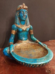 Rare Ugo Zaccagnini Egyptian Pottery Statue - Bowl 9" mcm italy mid century - Picture 1 of 9