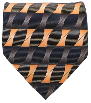 Covington Men's Necktie 100% Silk Twill Geometric Black Orange Stripe 60 x 4 - Image 1 of 3