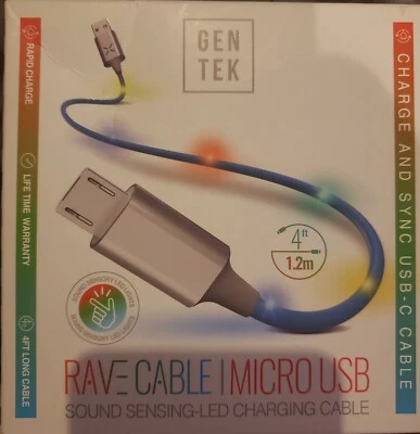 Gentek Micro USB Fast Charger C Cable For Samsung Android, LED Charging Cord 4ft - Image 1 of 2