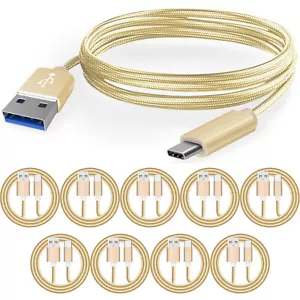 10 Pack 1m Braided Data Charger Charging USB Type C Phone Tablet Cable Cord Bulk - Picture 1 of 4