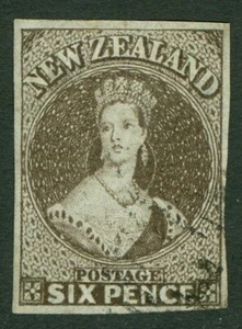 SG 85 New Zealand 1862-63. 6d black-brown on pelure paper. Very fine used... - Picture 1 of 1
