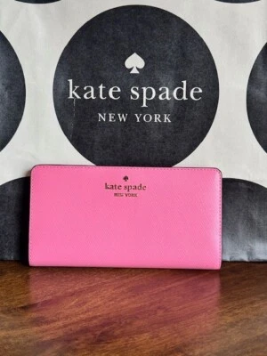 KATE SPADE Madison Large Slim Bifold Wallet Blossom Pink KC579 Saffiano Leather - Image 1 of 4