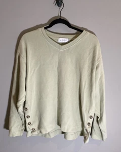 J Jill Oversized Sweater Green Size Medium Buttons Down The Side - Picture 1 of 4