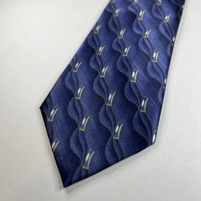 Meeting Street Tie Neckties Neckwear Geometric Pattern Blue 58”L x 4”W - Image 1 of 4