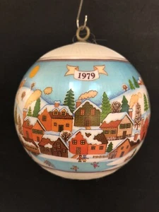 Vintage Hallmark 1979 Love Filled Home Village Satin Ball Christmas Ornament - Picture 1 of 6