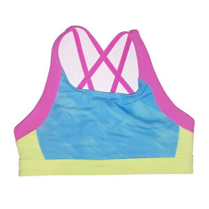 Under Armour Sports Bra Girls Size 10 Fitted Blue Green Purple Strappy No Paddin