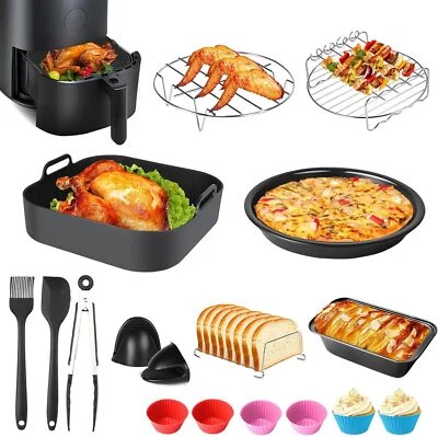 16tlg Zubehör Set für Heißluftfritteuse Fritteuse Airfryer Heißluftofen Backform - Bild 1 von 4