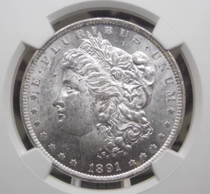 Dólar Morgan de plata 1891 "CC" *SPITTING EAGLE* VAM-3 $1 NGC MS61 #001 sin circular ECC&C - Imagen 1 de 6