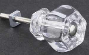 Clear Glass Cabinet Knobs Crystal Drawer Pulls Depression Era Style Set Of 12 - Picture 1 of 2