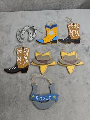 Лот из 7 фигурок корова мальчика ботинки родео знак корова мальчика шляпы подкова украшения 3» - Изображение 1 из 4
