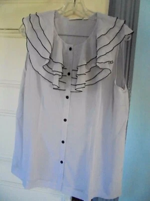 Blusa Top ERIN FETHERSTON Talla L Nueva con Etiquetas Púrpura Claro Volantes Sin Mangas NUEVA Foto 1 de 4