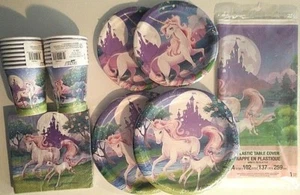 UNICORN FANTASY Paquete de Suministros para Fiesta de Cumpleaños SUPER KIT con Platos de Cena y Postre - Imagen 1 de 6