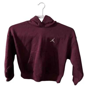 Jordan Hoodie Sweatshirt Girls Small Bordeaux Kangaroo Pocket Jumpman Logo - Picture 1 of 5